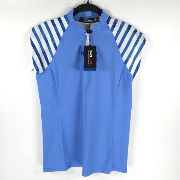 NWT RLX RALPH LAUREN Golf 2/15 HRBR BLUE Cap Sleeve Pique Shirt Size S - Picture 12 of 16